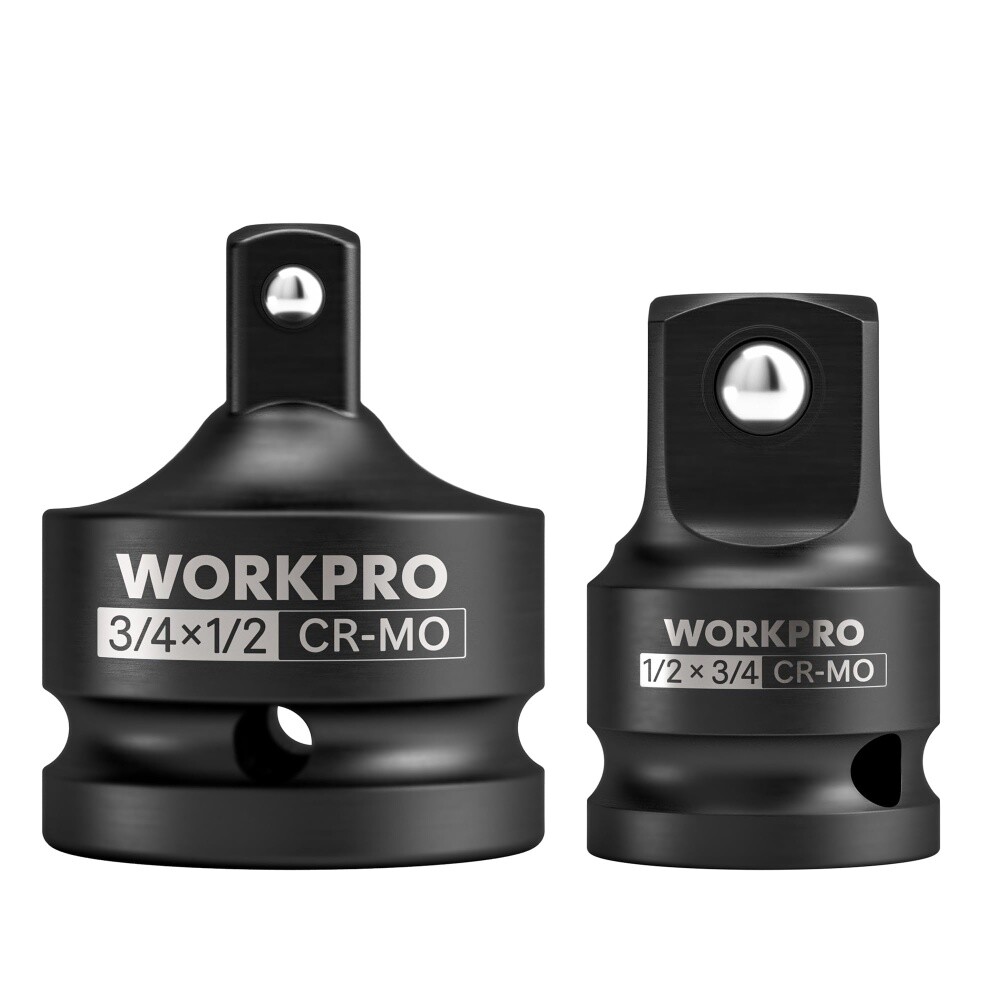WORKPRO 2PC Impact Socket Adapter Reducer Set 3/4″ F -1/2″ M 1/2″ F-3/4″ M Drive