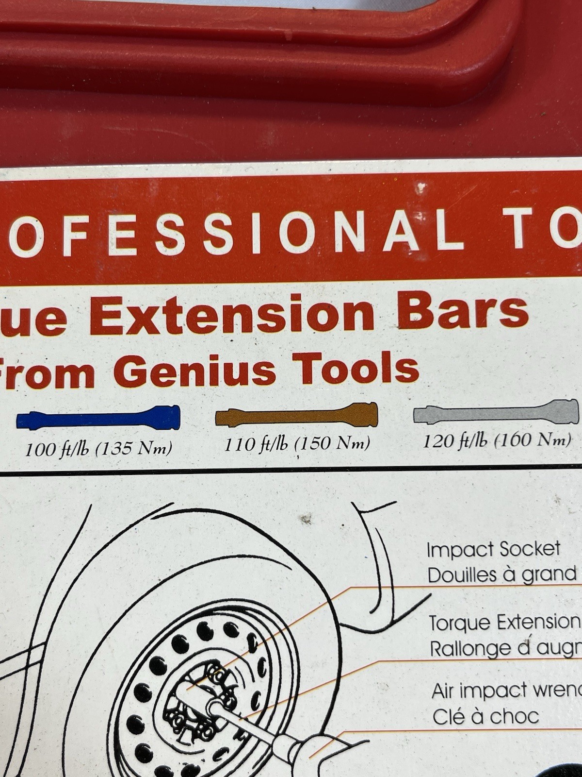 Genius Torque Extension Bars In Case Complete Set of 10 Pre-owned Excellent Cond