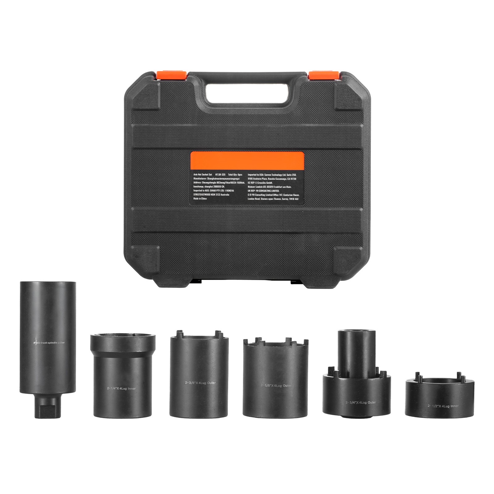 Uimoso 6-Piece Axle Hub Nut Socket Set with 1/2 Inch Drive Spindle Tool Kit