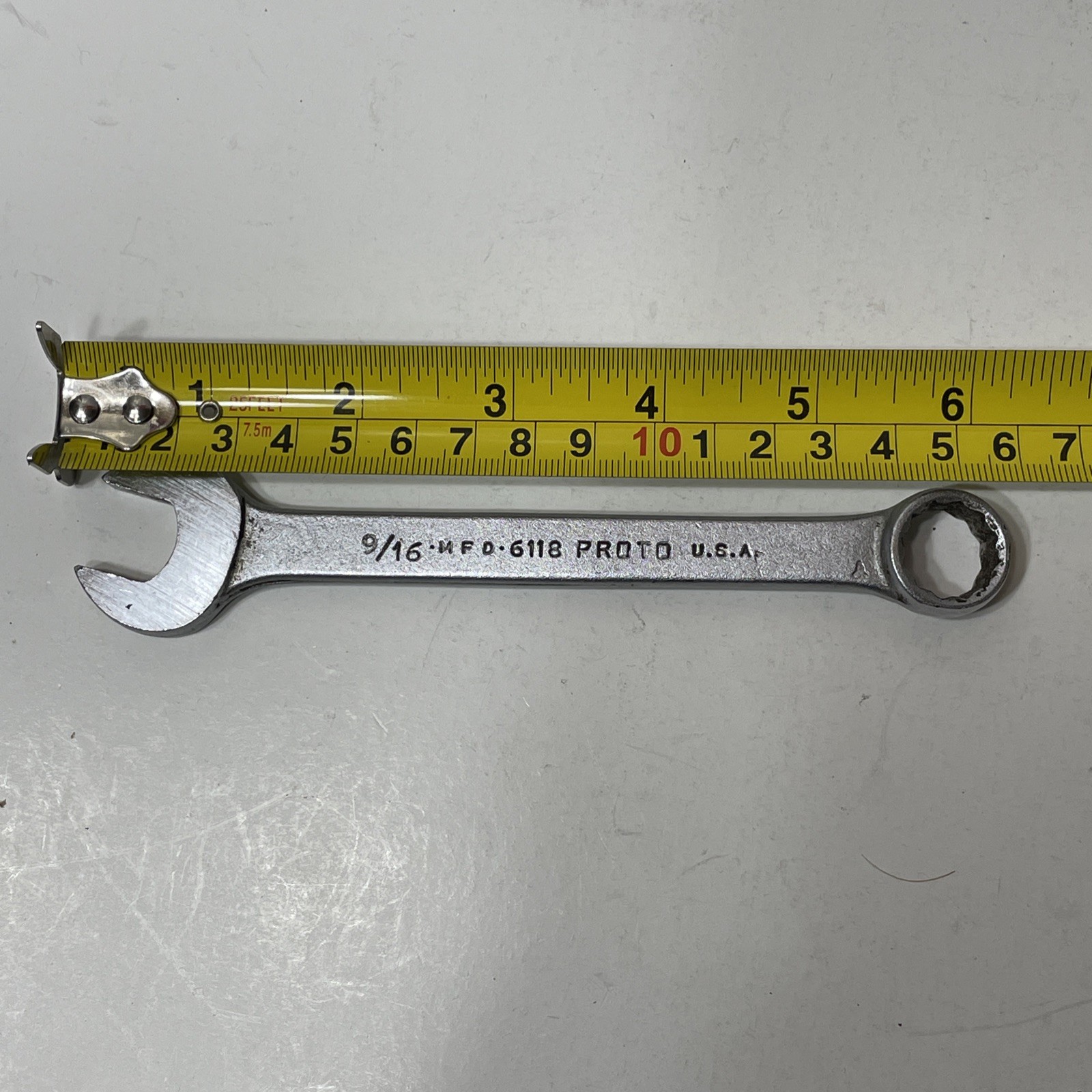 Proto 9/16” Combination Wrench #6118 12 Point Made In USA Satin Chrome SAE