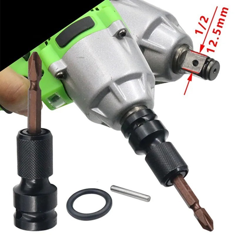 1/2 inch Square To 1/4 inch Hex Ratchet Socket Wrench Socket Adapter For Impact