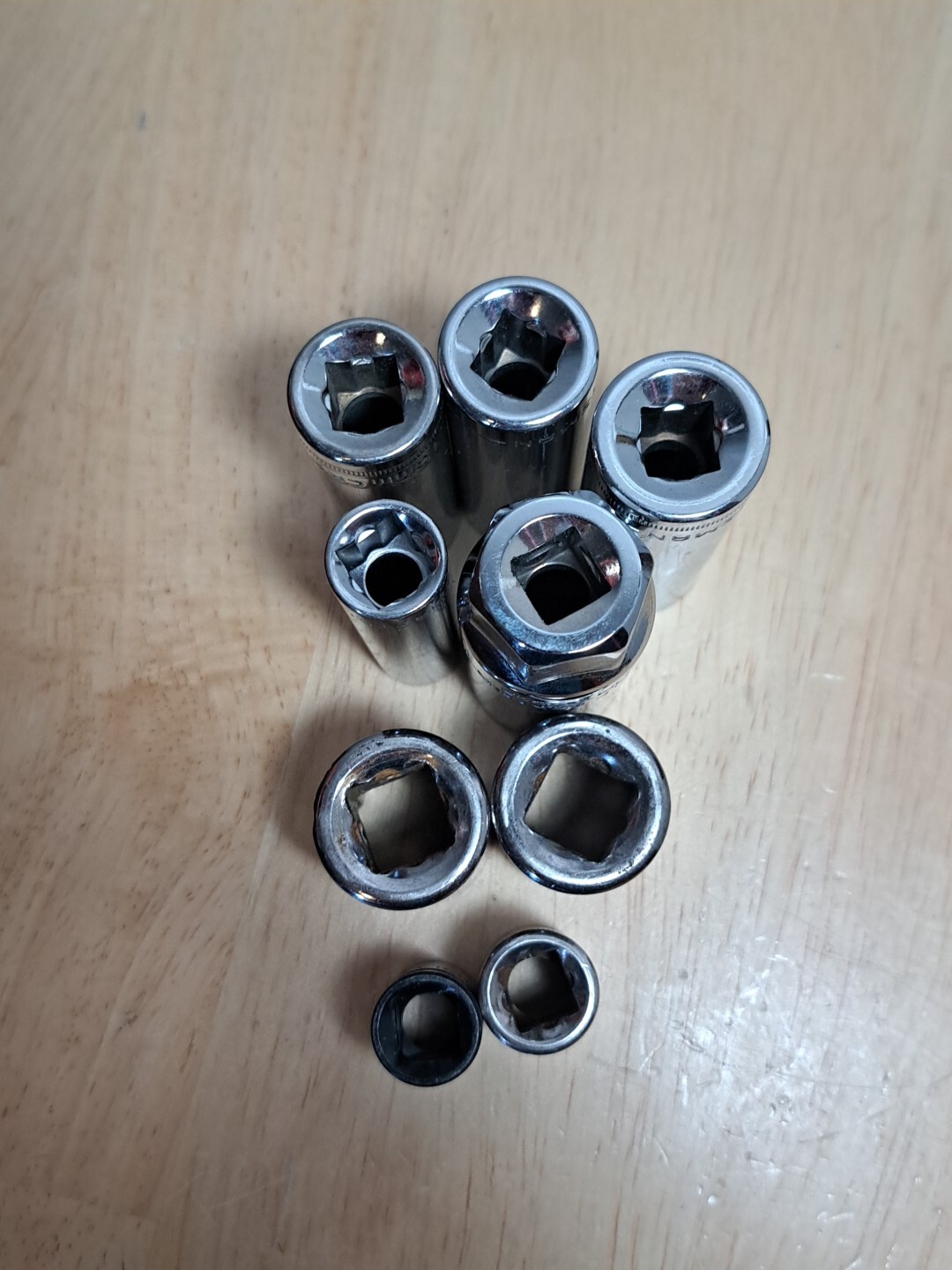 Lot Of 9 Craftsman 13/16,5/8,7/16,3/4,18mm,15mm,19mm,13mm,11mm Drive Socket