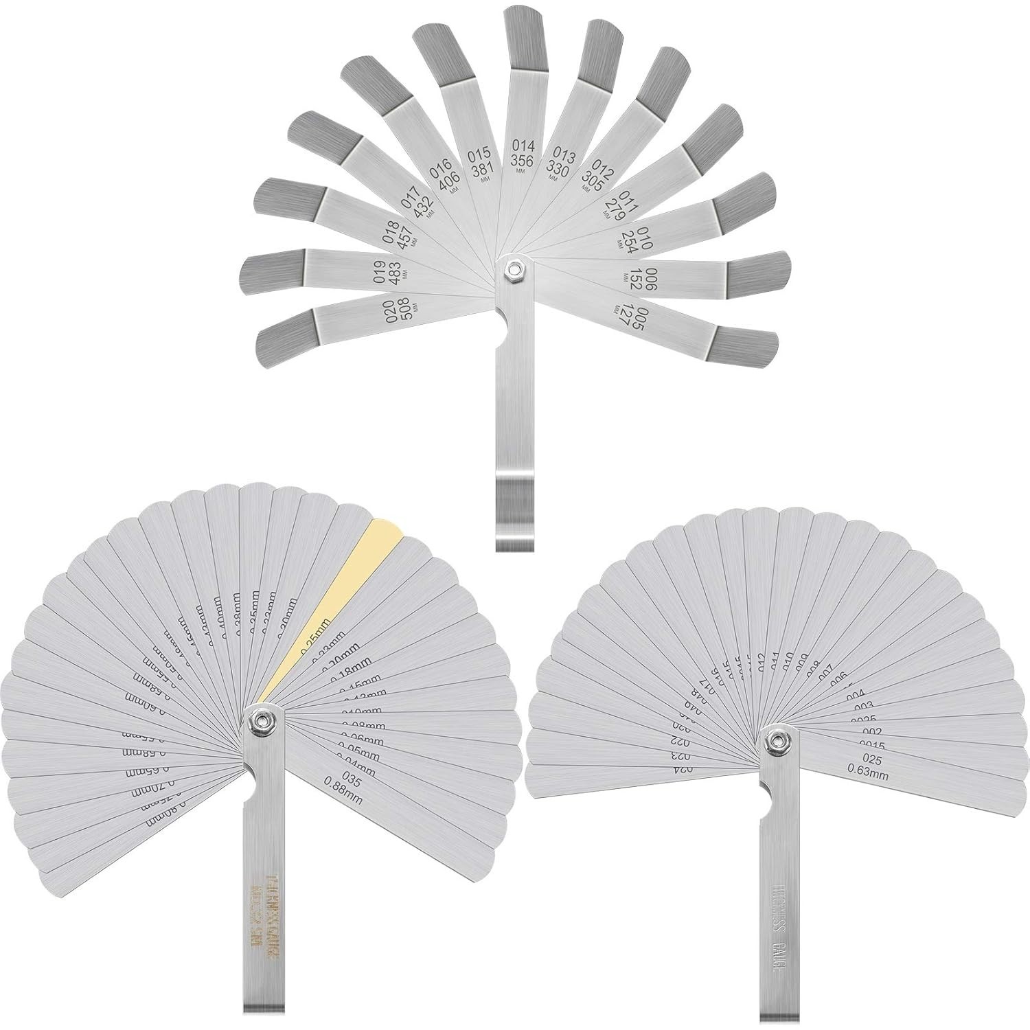 3-Piece Foldable Feeler Gauge Set: Durable Manganese Steel with Metric & Inch