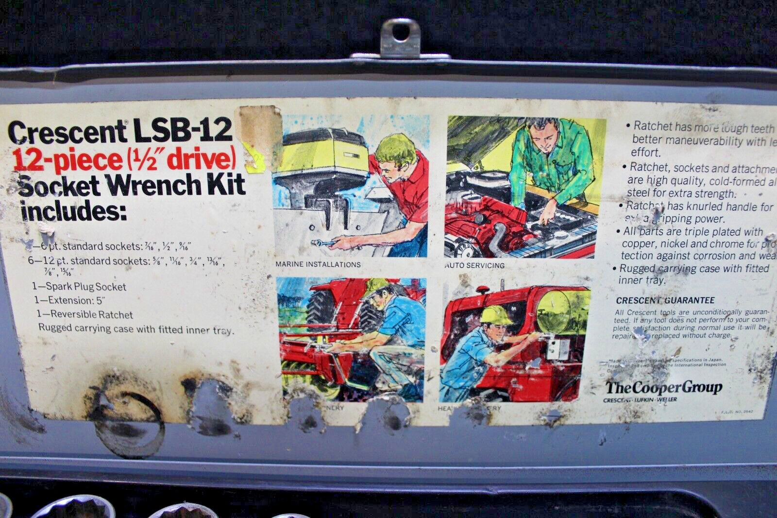 7-Piece Crescent 1/2″ Drive Socket Set in Metal Case LSB-12 Chrome Alloy Vintage