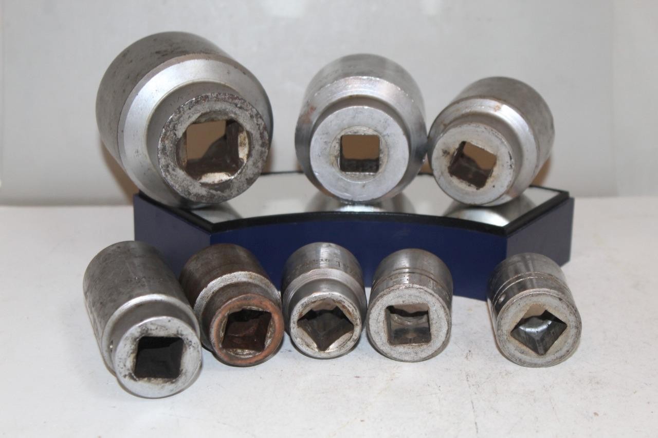 8pc Lot Heavy Duty 3/4 1″ Dr Sockets Proto Wright Fleet NBM USA 1-1/8″ to 2-3/8″