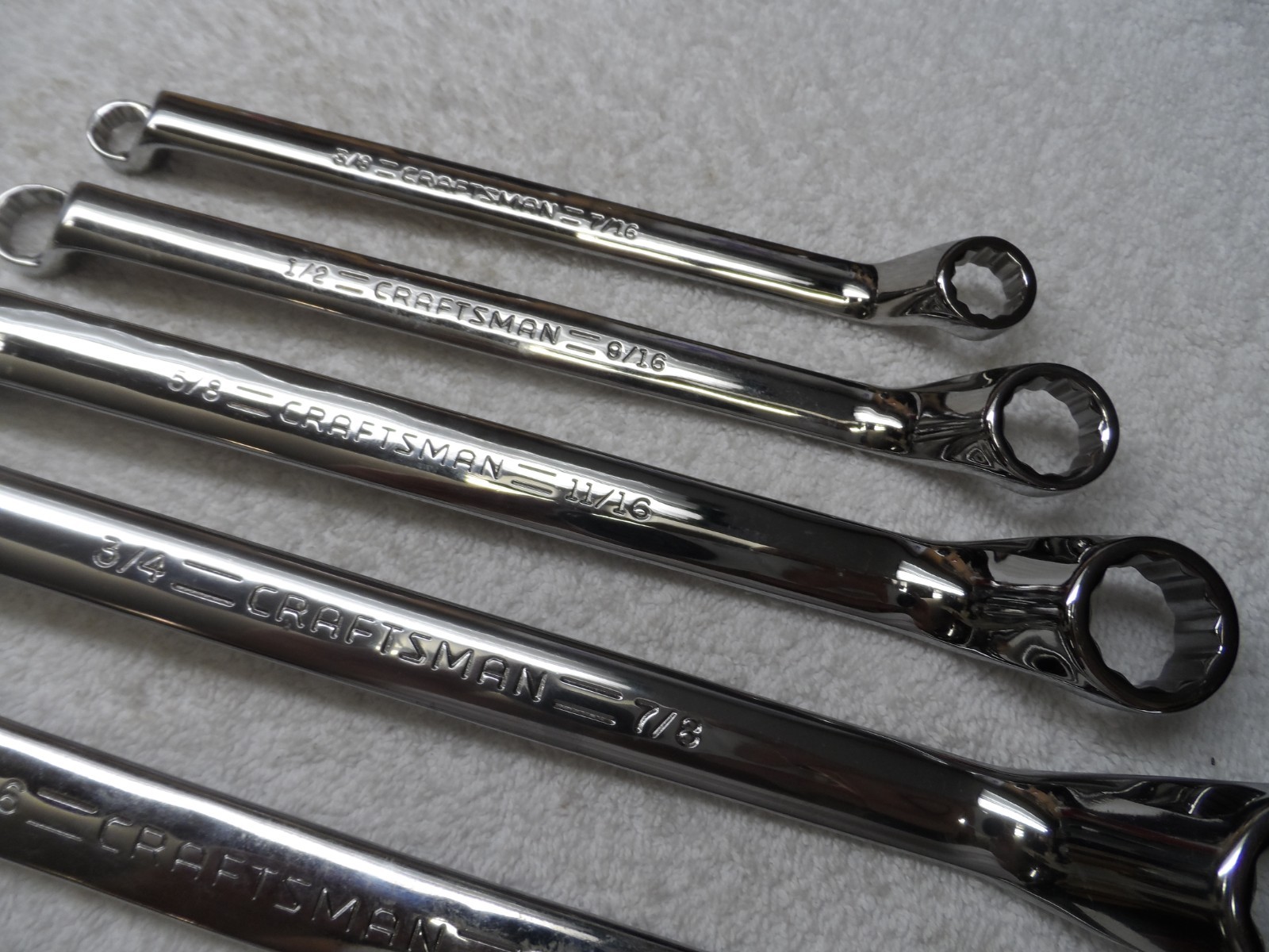 Craftsman Professional USA NOS Deep Offset Full Polish SAE Wrench Set – 5 pcs