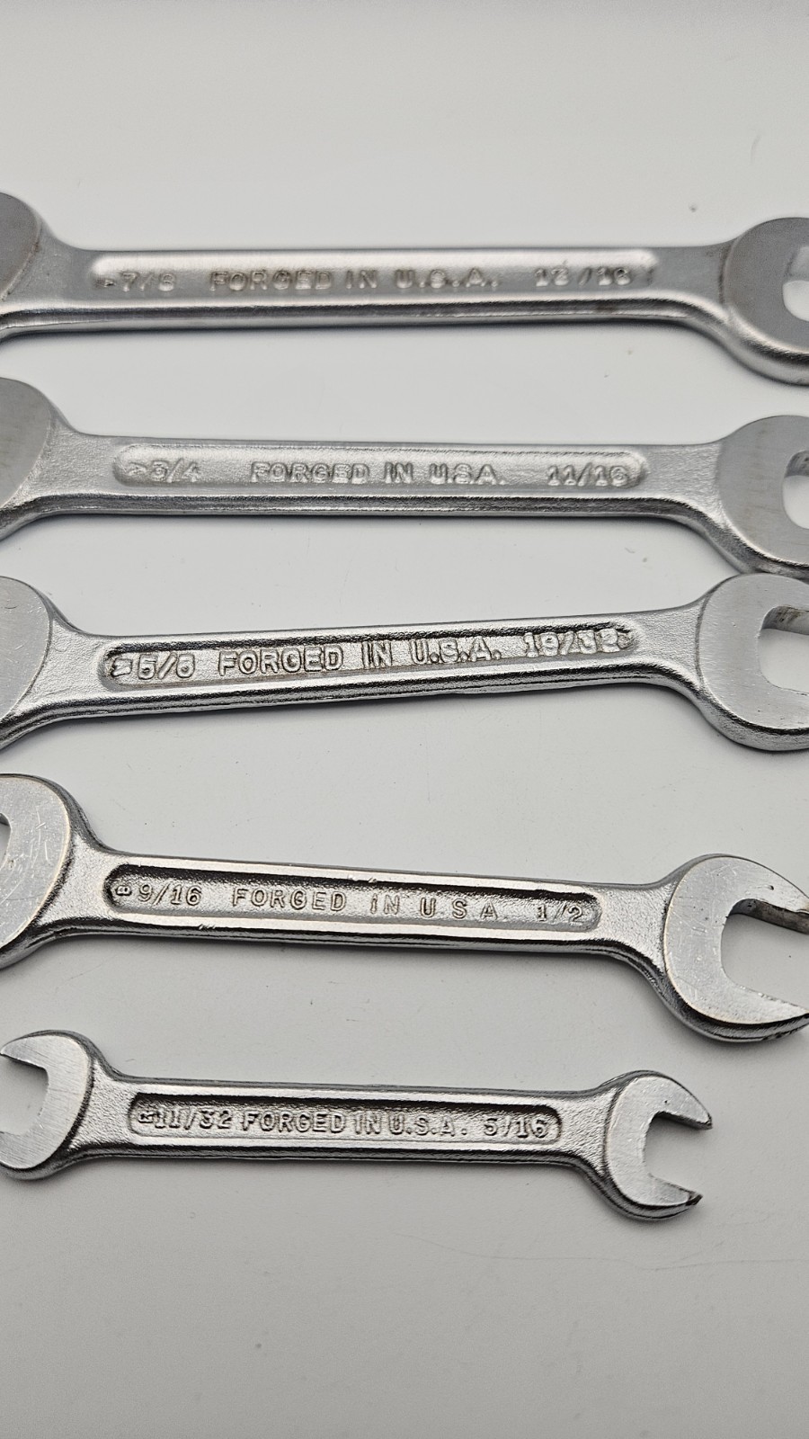 Vintage Sears 5pc Open End Both Ends Wrench Set Made In The USA SAE Clean Set!