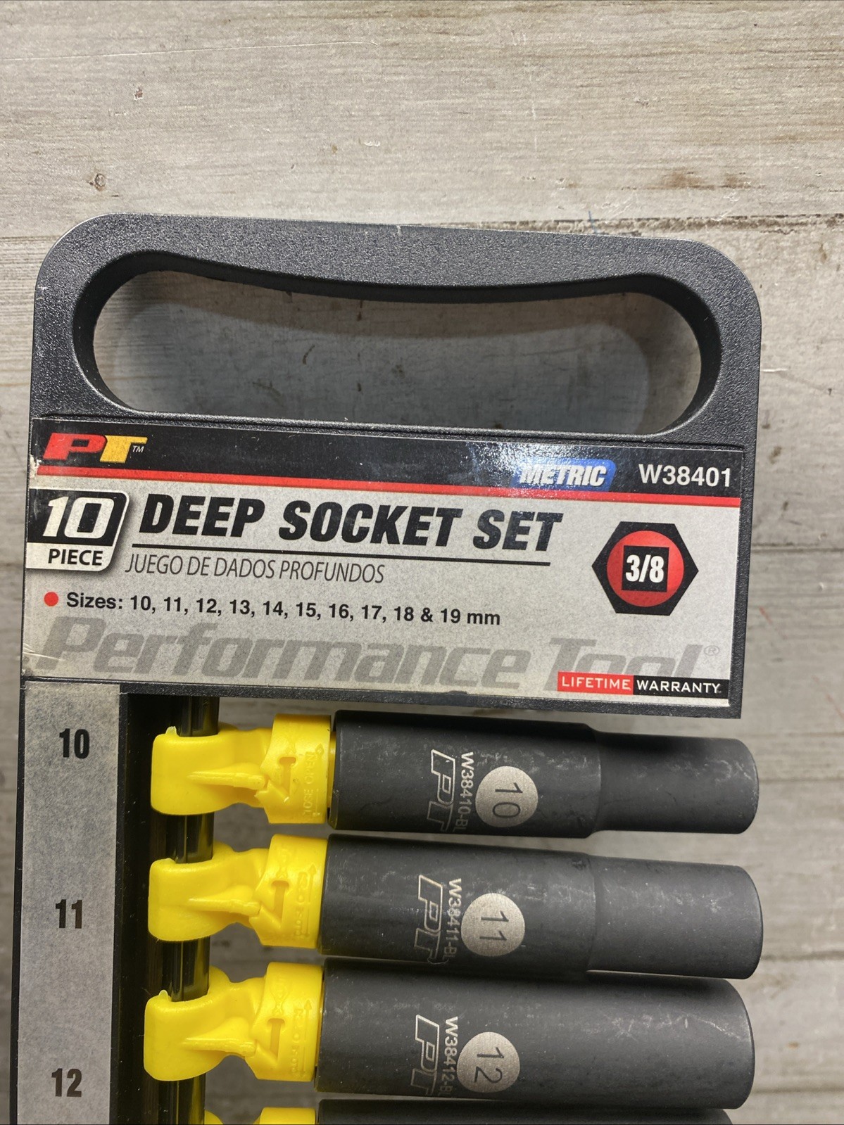 Performance Tool W38401 10 Piece 3/8 Inch Drive MET Black Skt Set