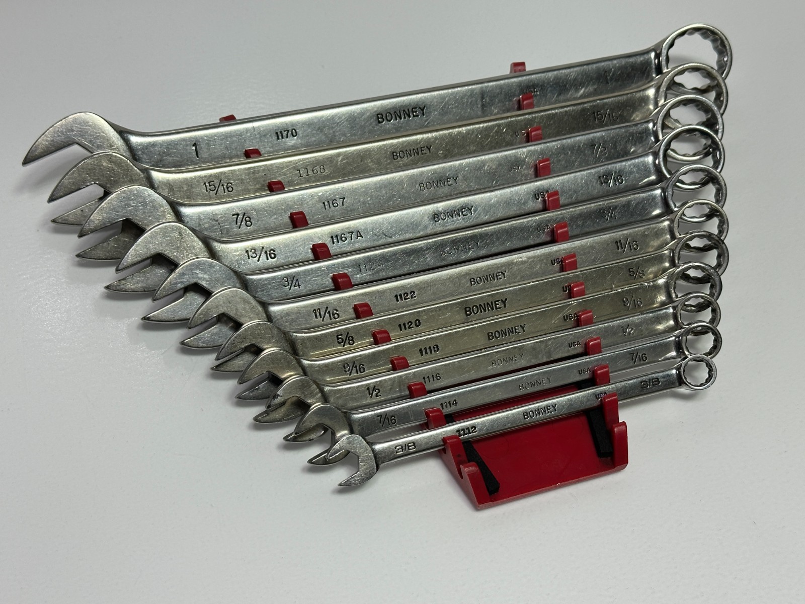 🇺🇸 Bonney Tools USA 11pc SAE 3/8-1″ Chrome Combination Wrench Set, 12 Point