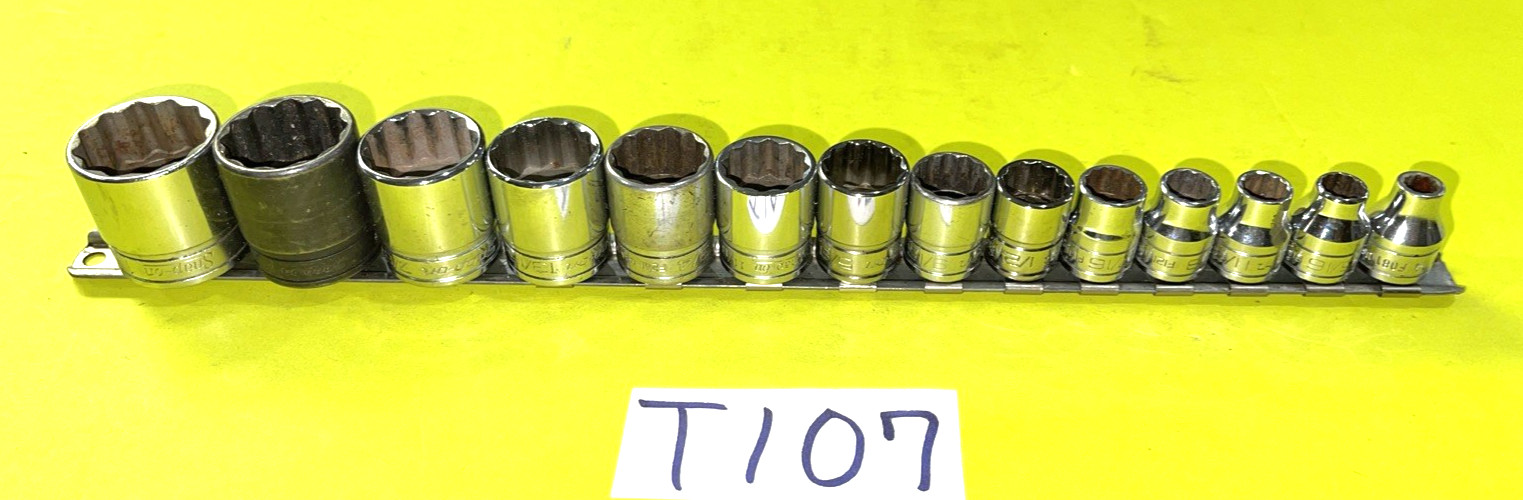 SNAP-ON TOOLS 14 PIECE 3/8 DRIVE SAE. SHORT CHROME SOCKET SET 12-POINT