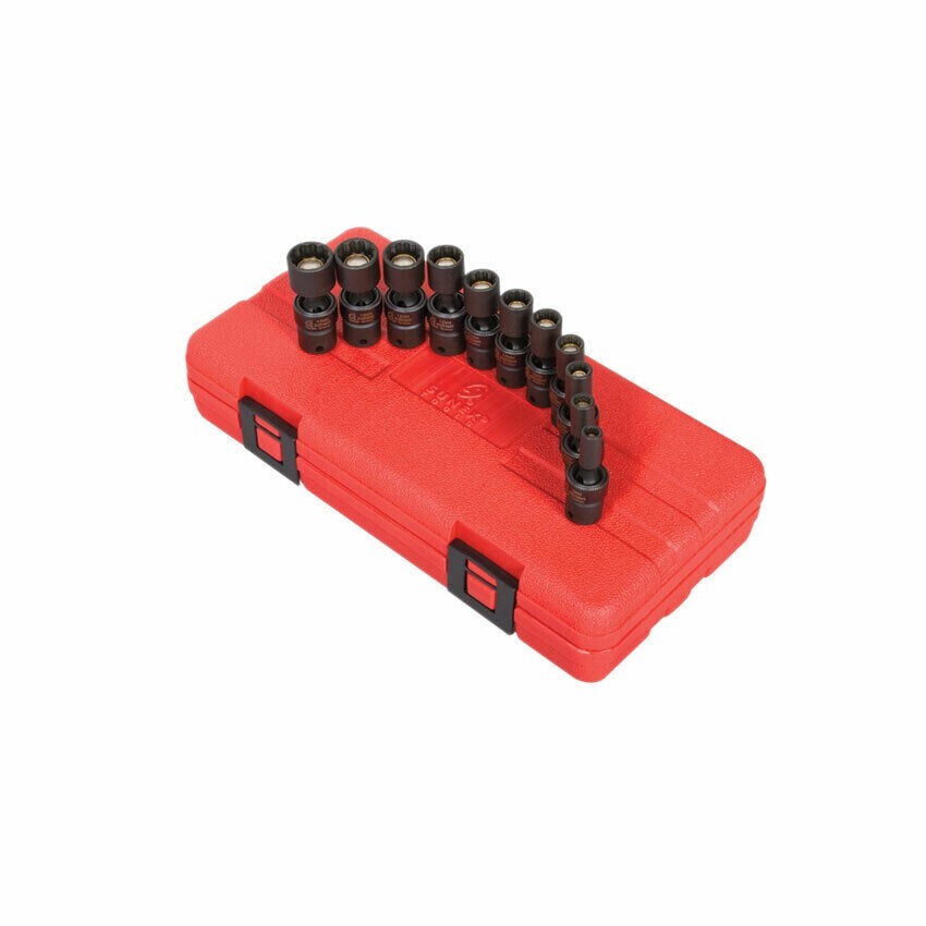 Sunex 1825 11pc 1/4 Metric 12pt Point Magnetic Universal Impact Sockets Set