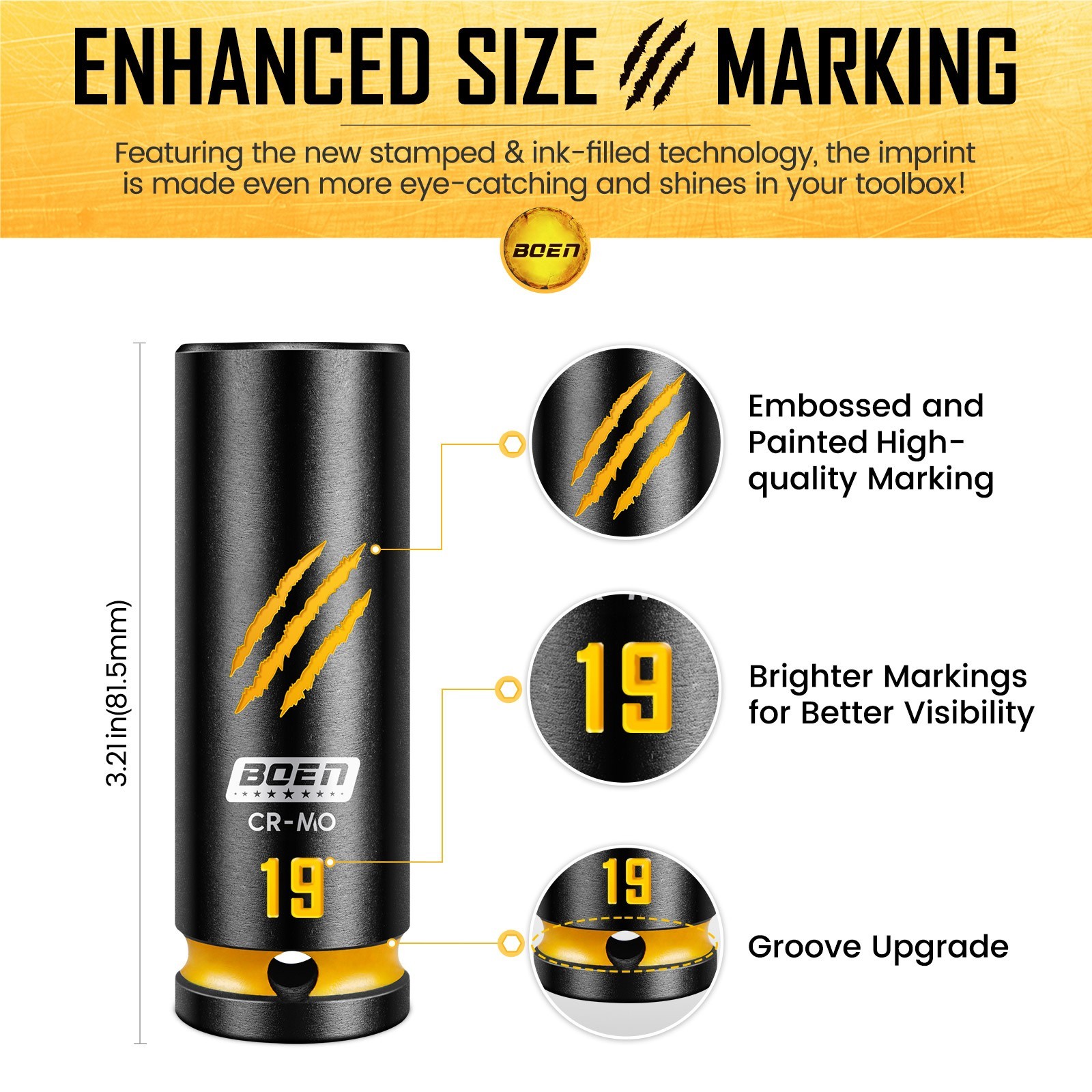 12-Piece 1/2″ Drive Deep Impact Socket Set, Metric Sockets (8-19mm)