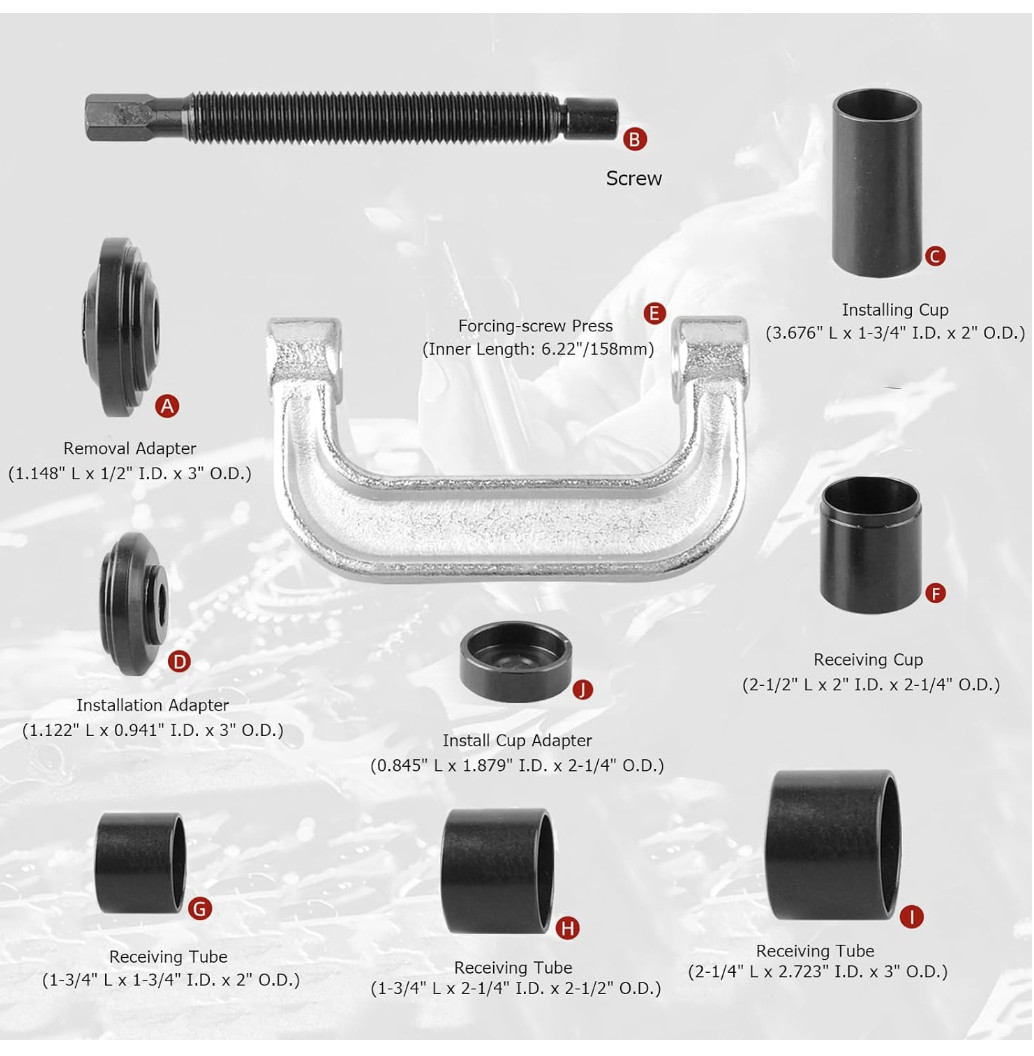 Heavy Duty 4 in 1 Ball Joint Press & U Joint Removal Tool Kit with 4×4 Adapters