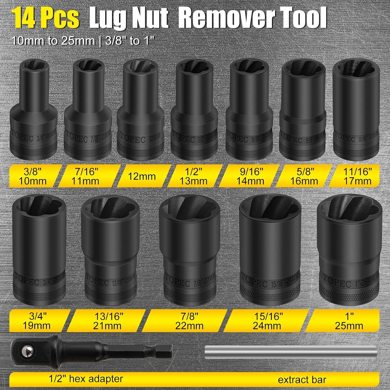 Versatile 14Pcs Wheel Lock Removal Kit – High-Quality Lug Nut Extractors