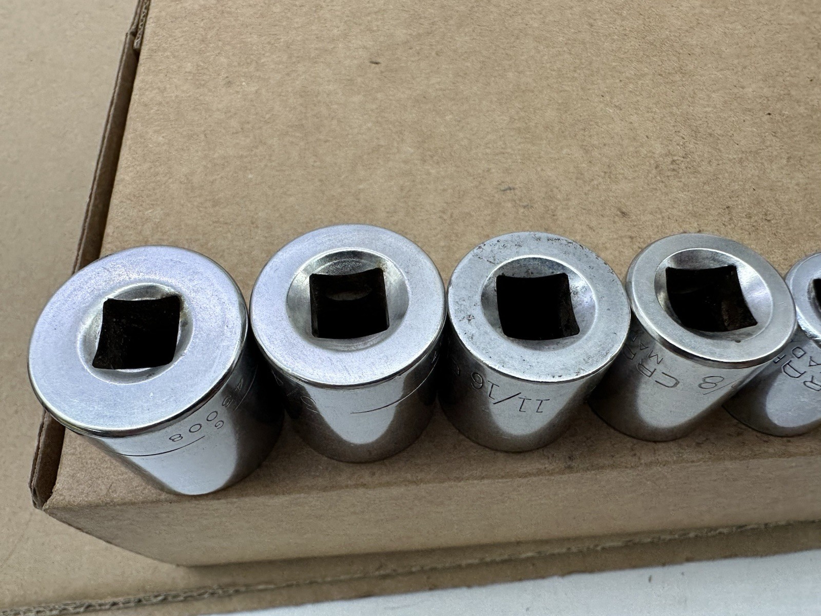 Craftsman USA 3/8 Drive SAE Socket Set 3/8-13/16 8pc 6PT G Vintage Very Good