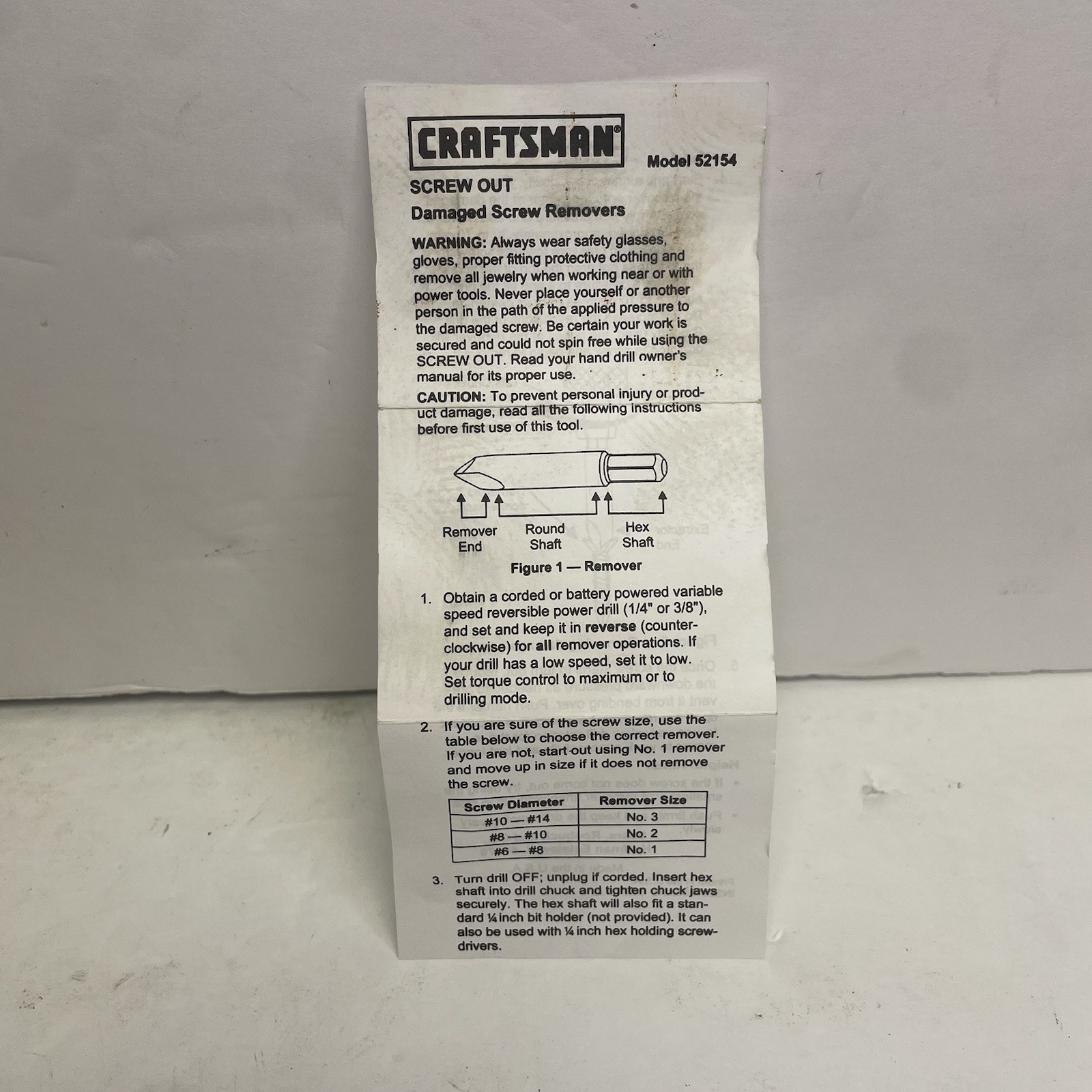 Craftsman 3 piece screw-out damaged screw removers 52154 – case only – made USA