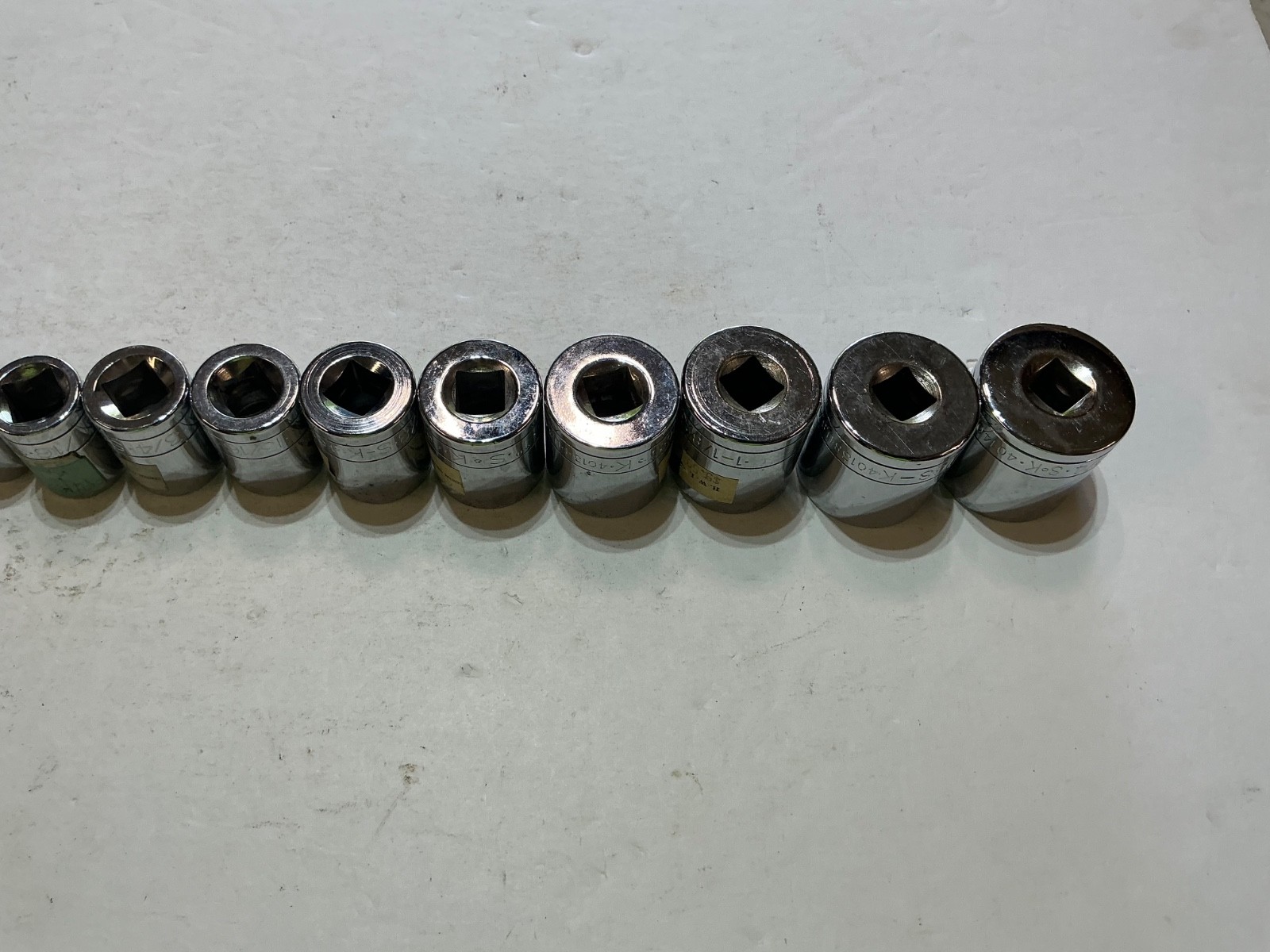 NOS S-K 14 pc 1/2″ drive shallow SAE socket set 6pt&12pt 3/8″-1 1/4″ USA made