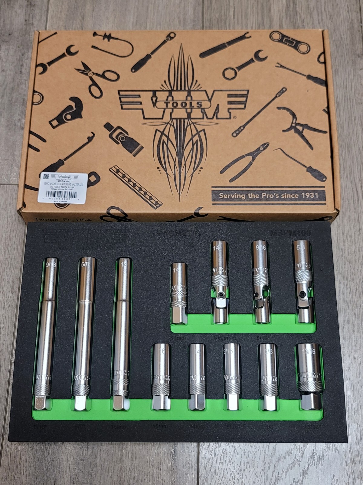 VIM 12pc Master Magnetic Spark Plug Socket Set w/ 6″ Long & Swivels #MSPM100