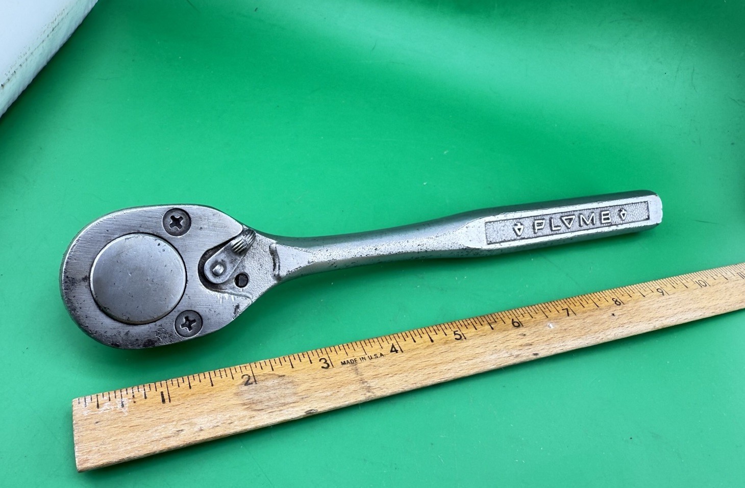 Vintage Plomb 10.25″ Ratchet 1/2″ Drive Pebble Handle 5449 Plvmb Plumb USA