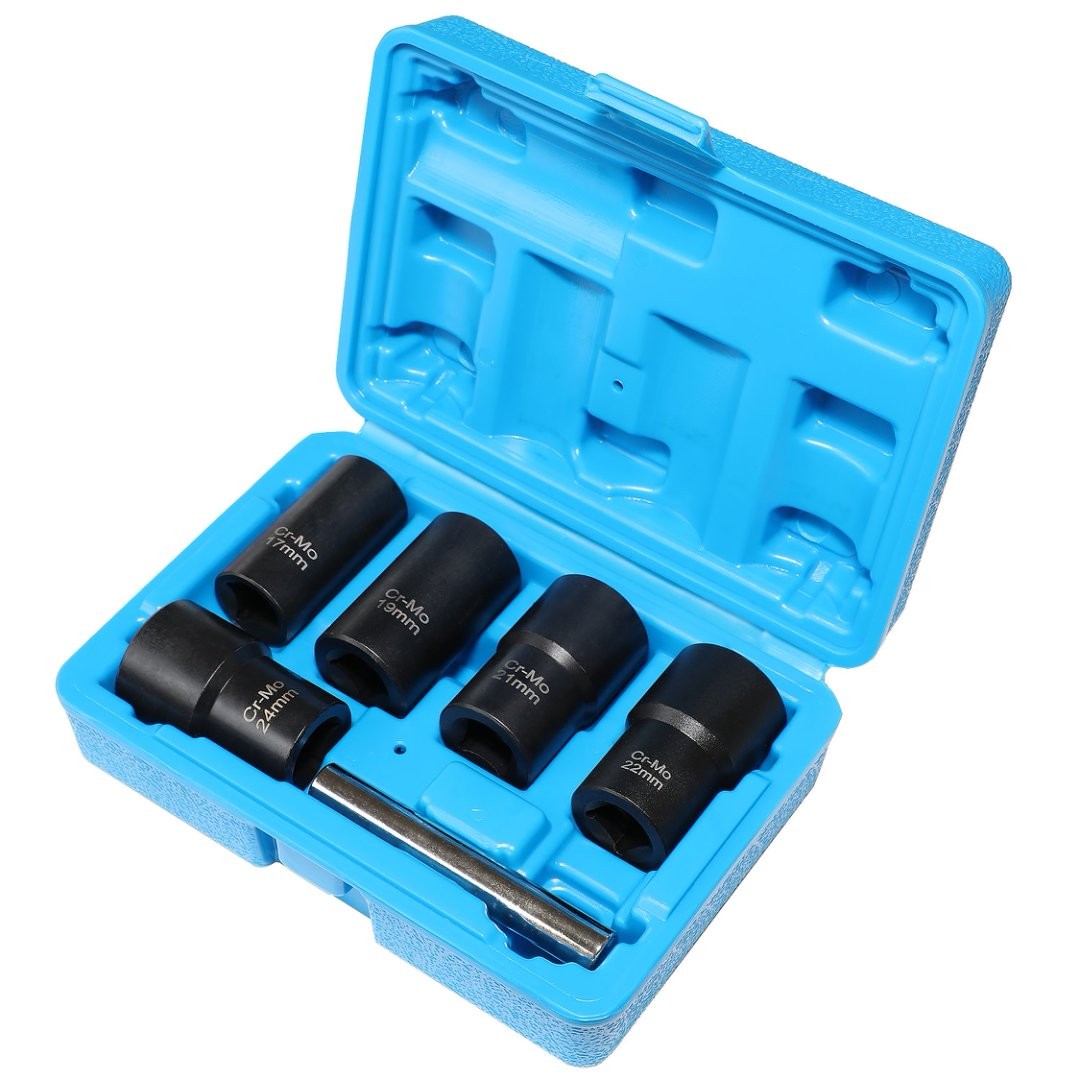 6pc Twist Deep Socket Set 4 Damaged Lug Nut & Lock Remover 17-24mm