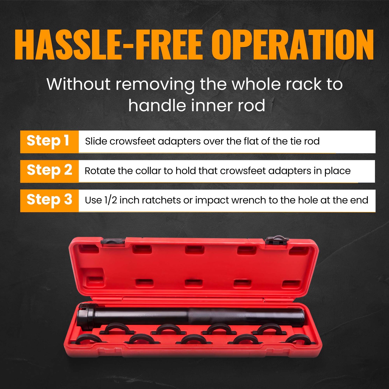 Dual Inner Tie Rods Remover Installer Adaptors Tool Kit 1-5/16″ 1-7/16″ 1-3/8″
