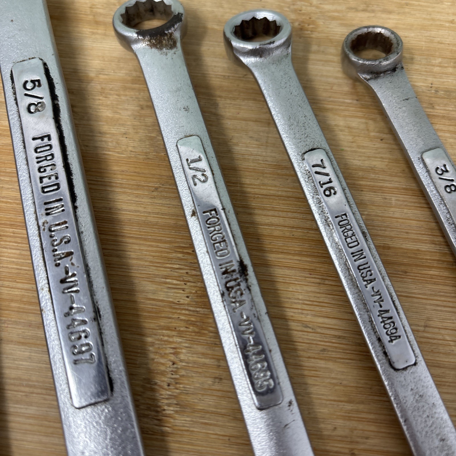 Lot 6 Craftsman Combination Wrenches USA 12pt,VV 1/4″, 11/16, 1/2, 7/16,5/8, 3/8