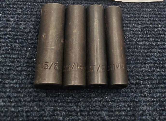 (QTY 4) Proto 3/8″ Drive Deep Impact Sockets 5/8, 9/16, 11mm, 1/2″