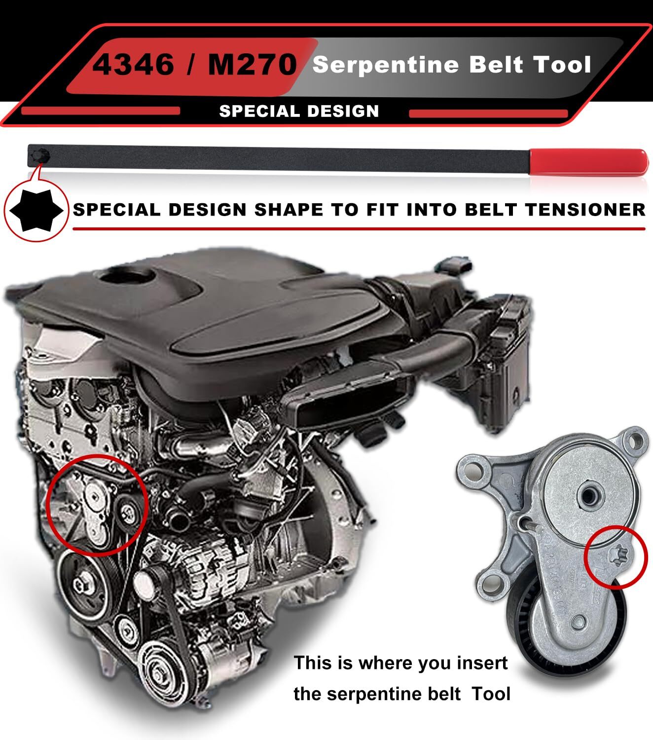 Serpentine Belt Tool For Mercedes Benz M270 Engine Replace JTC4346 #270589000700