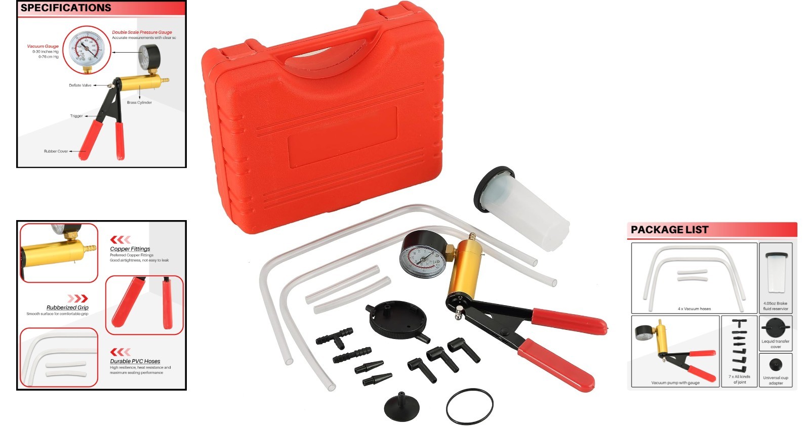 Multifunctional Handheld Vacuum Pump Tester – 16PCS Automotive Bleeding Kit