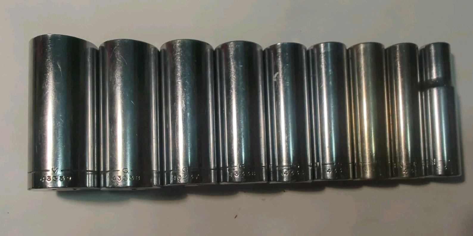 Nice Craftsman 9pc 3/8 Drive 6Pt Deep SAE Socket Set 3/8-7/8 G Series USA 433XX