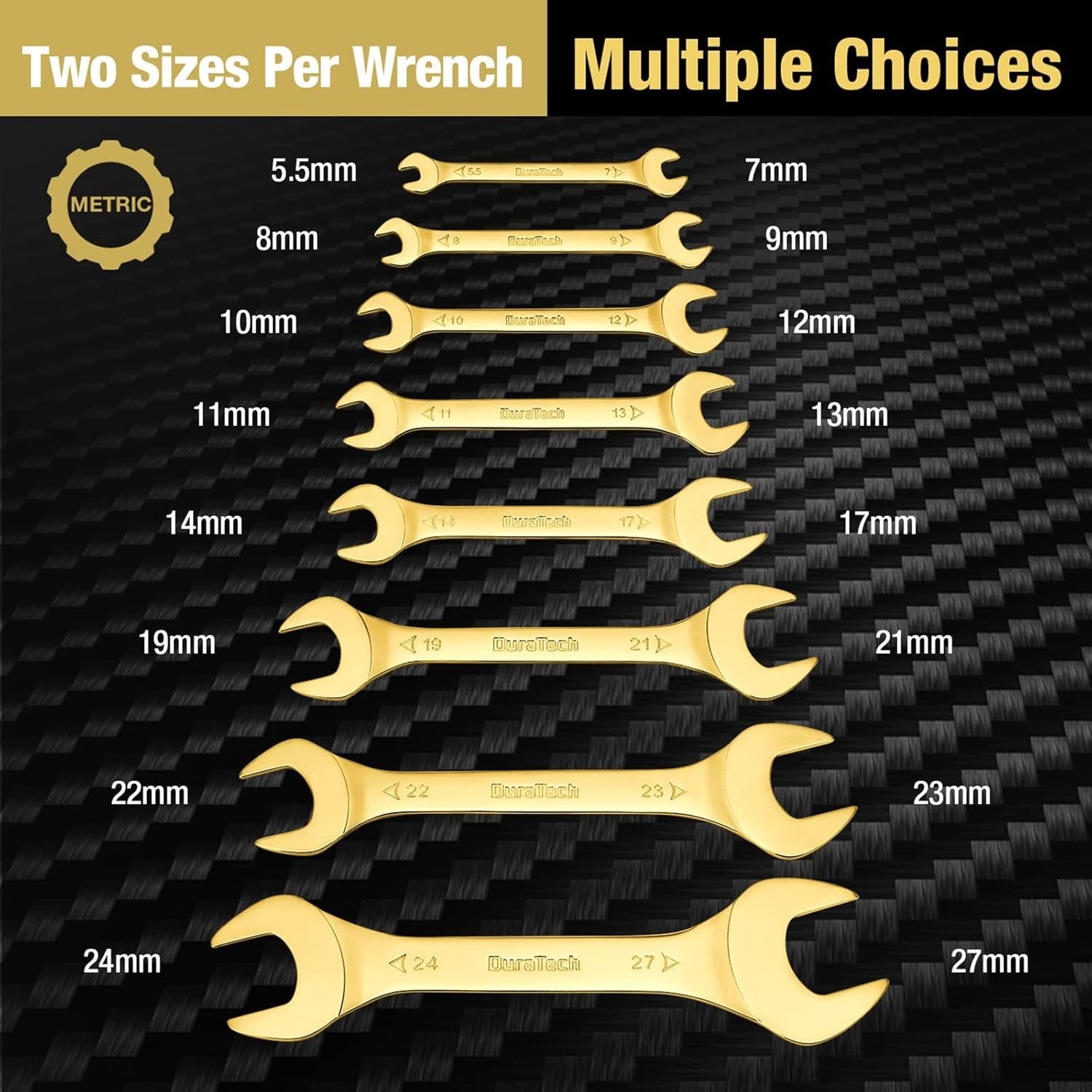 Durable Limited Edition 8-Piece Wrench Set with Rolling Pouch & Titanium Finish