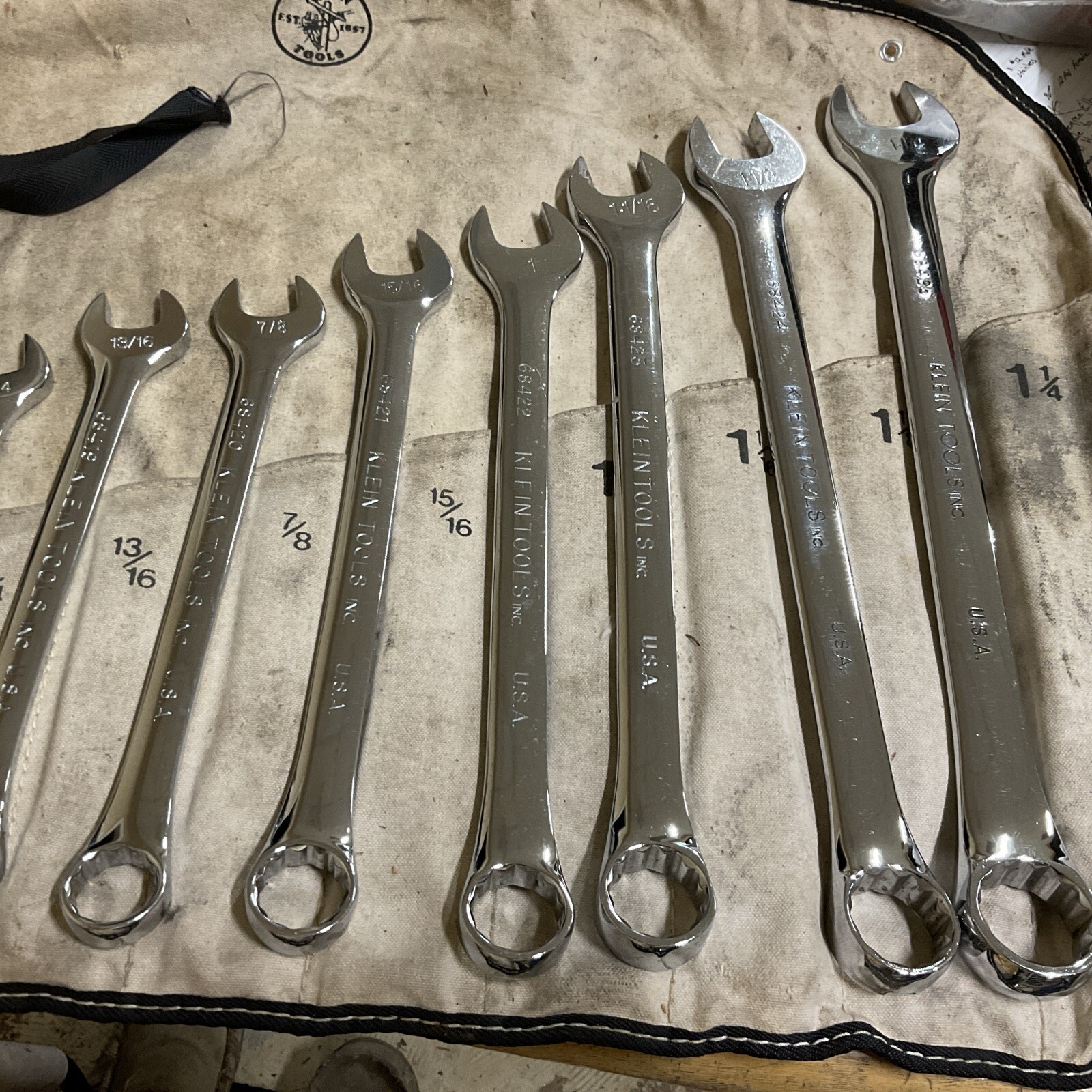 Klein Tools USA MADE (Rare) 68406 14pc SAE 3/8″ to 1-1/4″ Combination Wrench Set