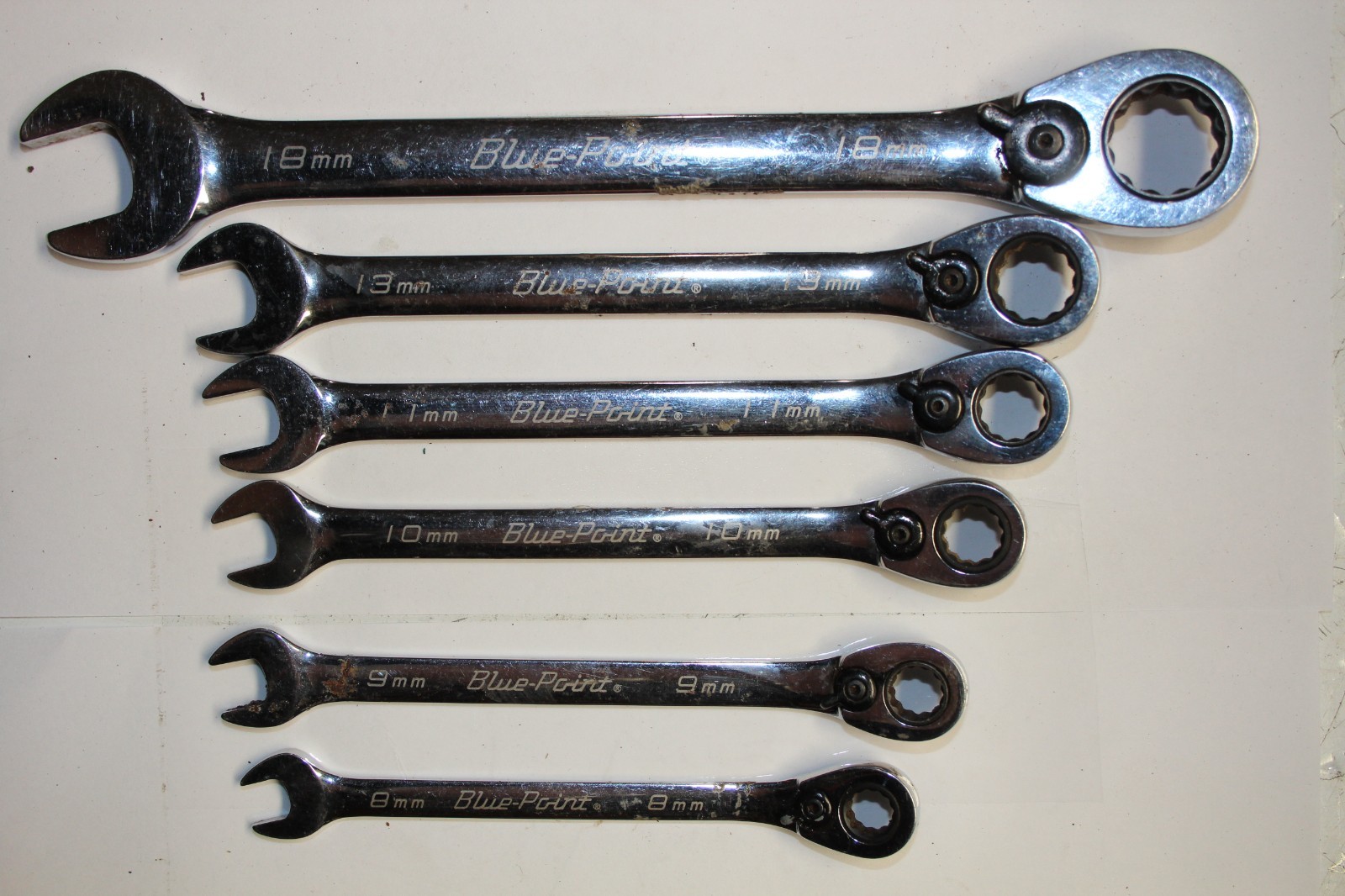 Blue-Point TOOLS 12-P Metric 15° Offset Ratcheting Combination Wrench Set 6pcs