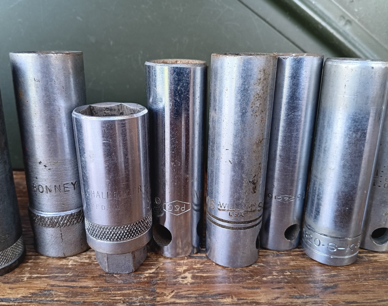 USA Deep Socket 1/2″ Drive Lot 15 P&C, S-K, Williams ~Mixed SAE Size Vintage Set