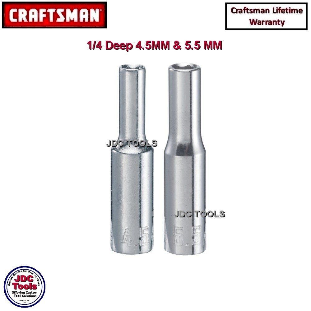 New Craftsman 4.5MM & 5.5MM Metric 6 Point 1/4″ Drive 4pc Deep Std. Socket Set 2