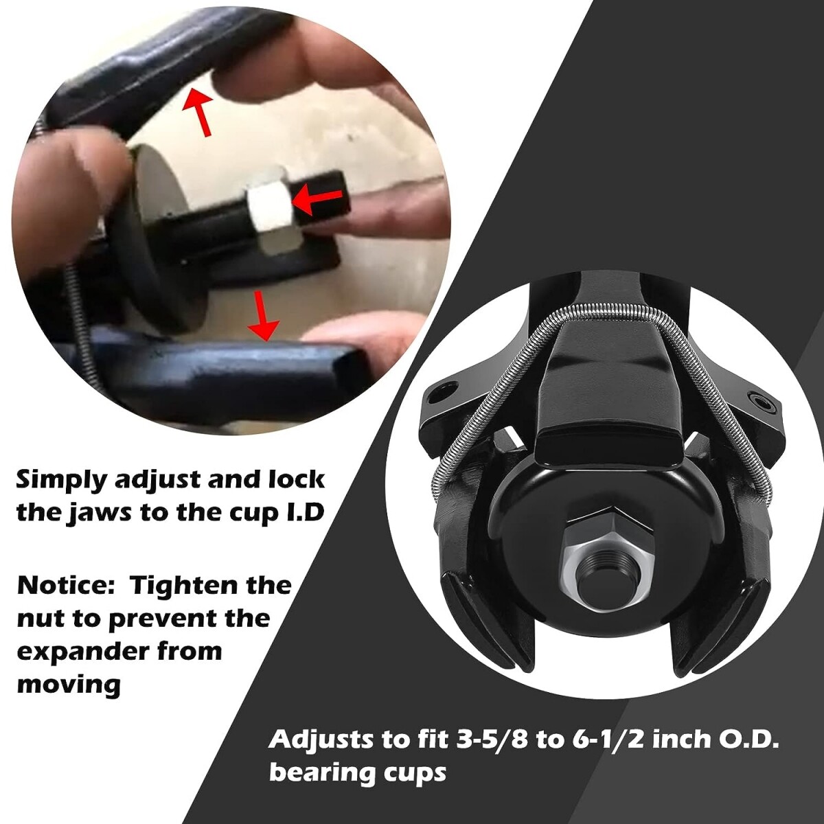 for 3 5/8″ to 6 1/2″ 11000 to 50000lb Axles Bearing Cup Remover & Installer 7180