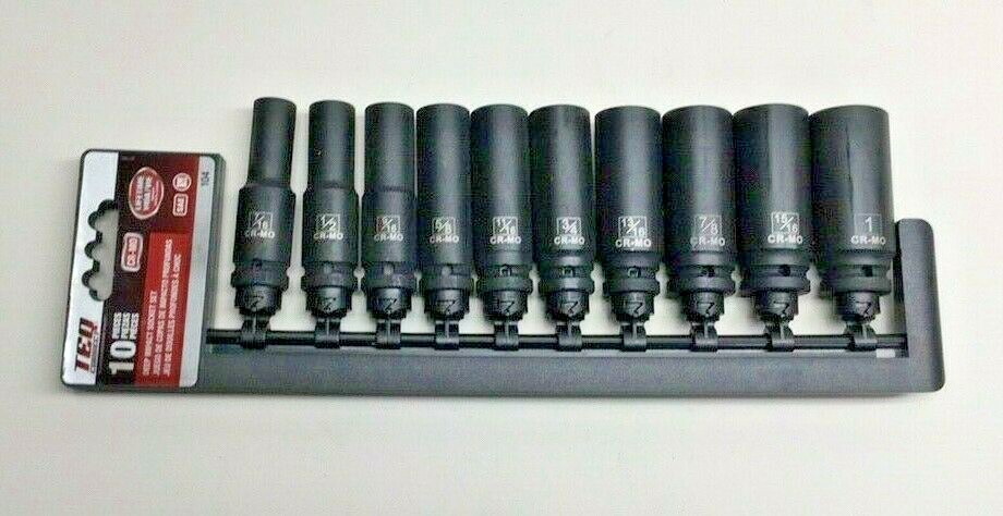 TEQ Correct 104 Deep Impact Socket Set 1/2″ Drive 10-Pieces From 7/16″ to 1″