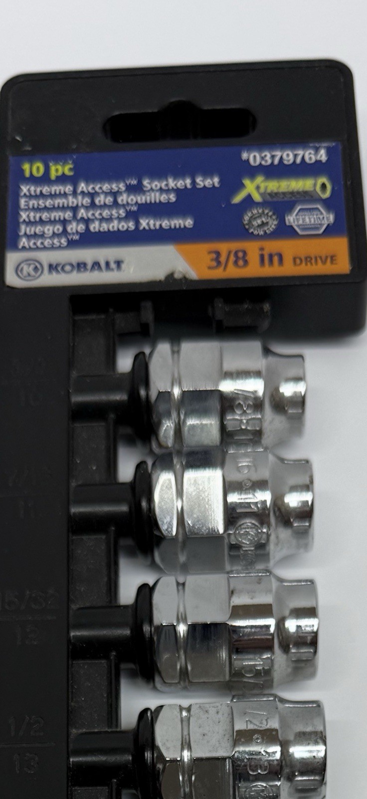 Kobalt Xtreme Access 3/8″ Drive Standard 10pc Socket Set