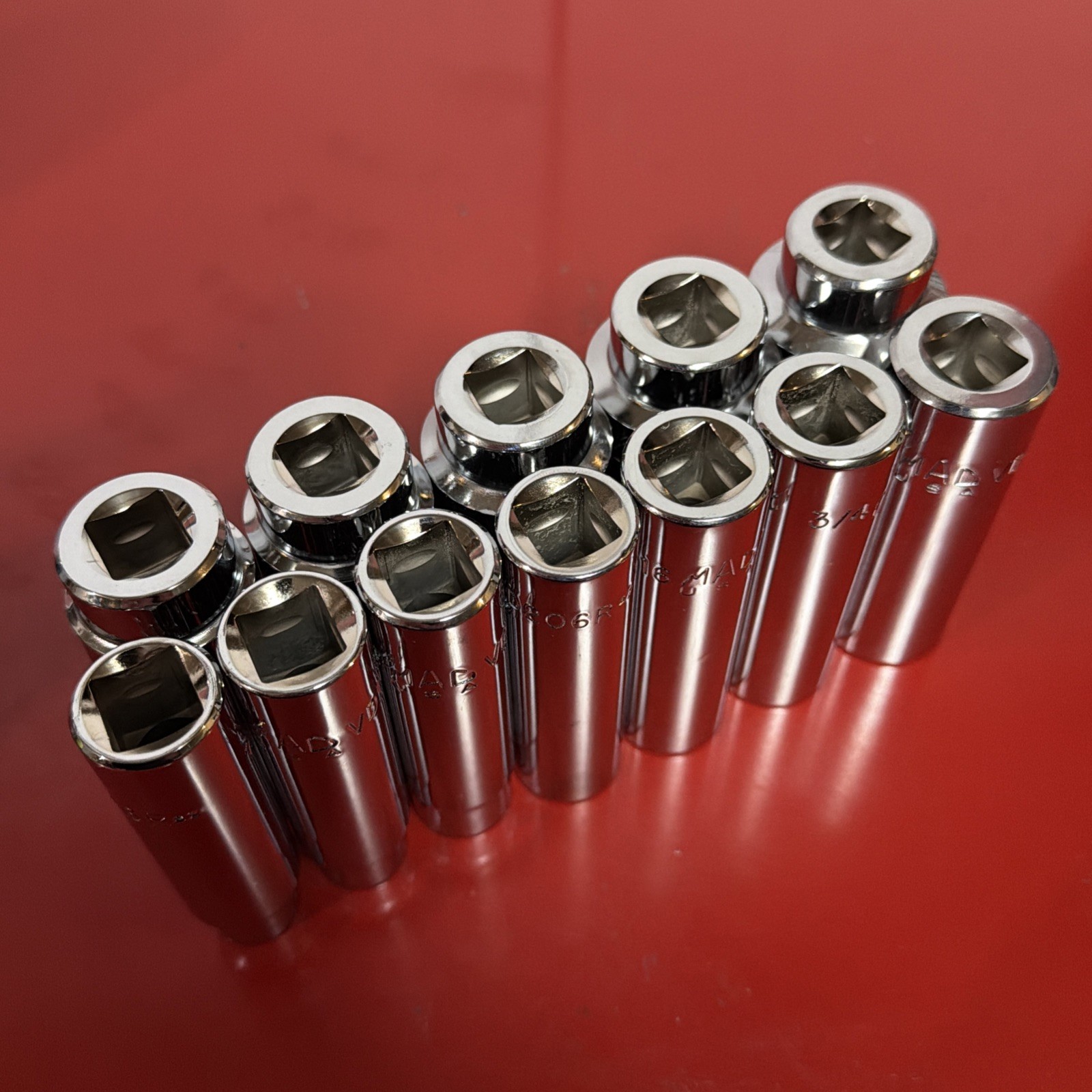 Mac Tools SAE Deep Socket Set 1/2” Drive 6pt 7/16” to 1-1/8” SVD126TR NEW READ!