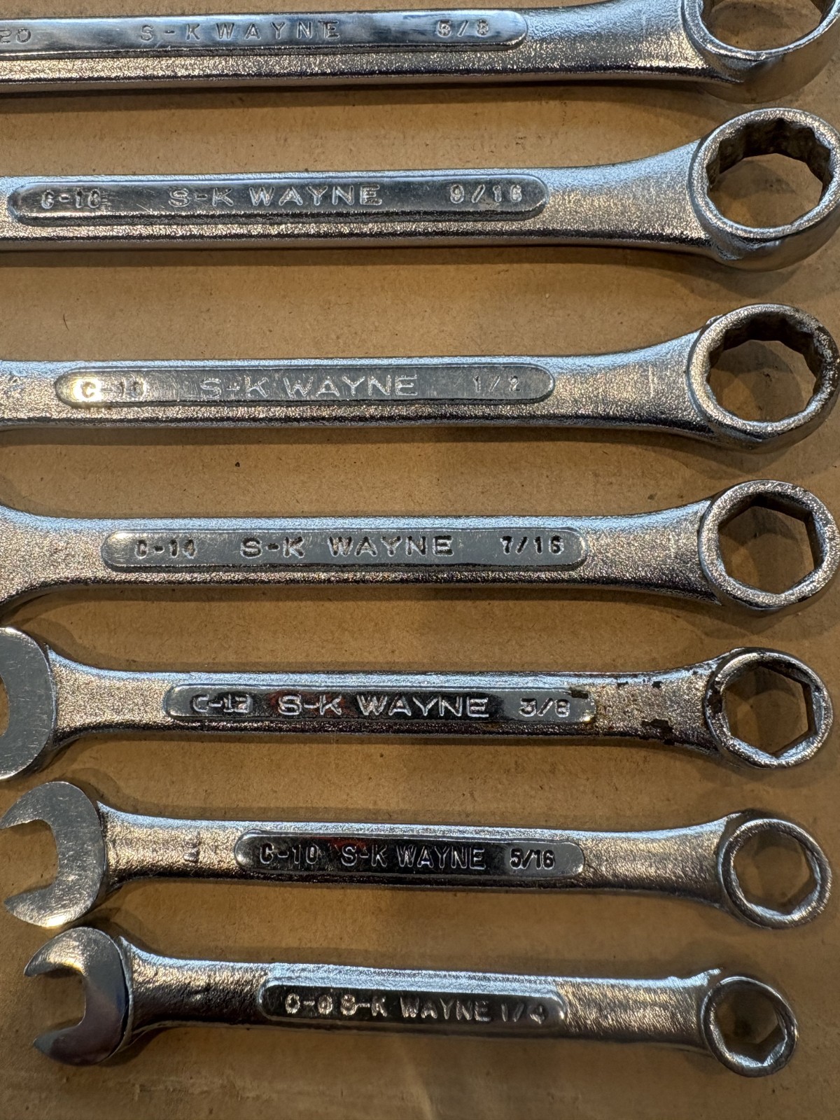 SK-Wayne 12 Piece Combination Wrench Set Vintage 1960s – SAE 1/4″ thru 15/16