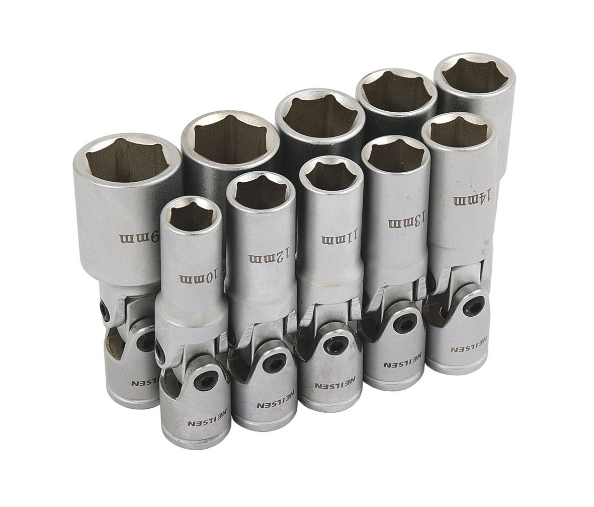 3/8″ Universal Wobble Joint Deep Socket Set 10, 12, 13, 14, 15, 16, 17, 18, 19mm