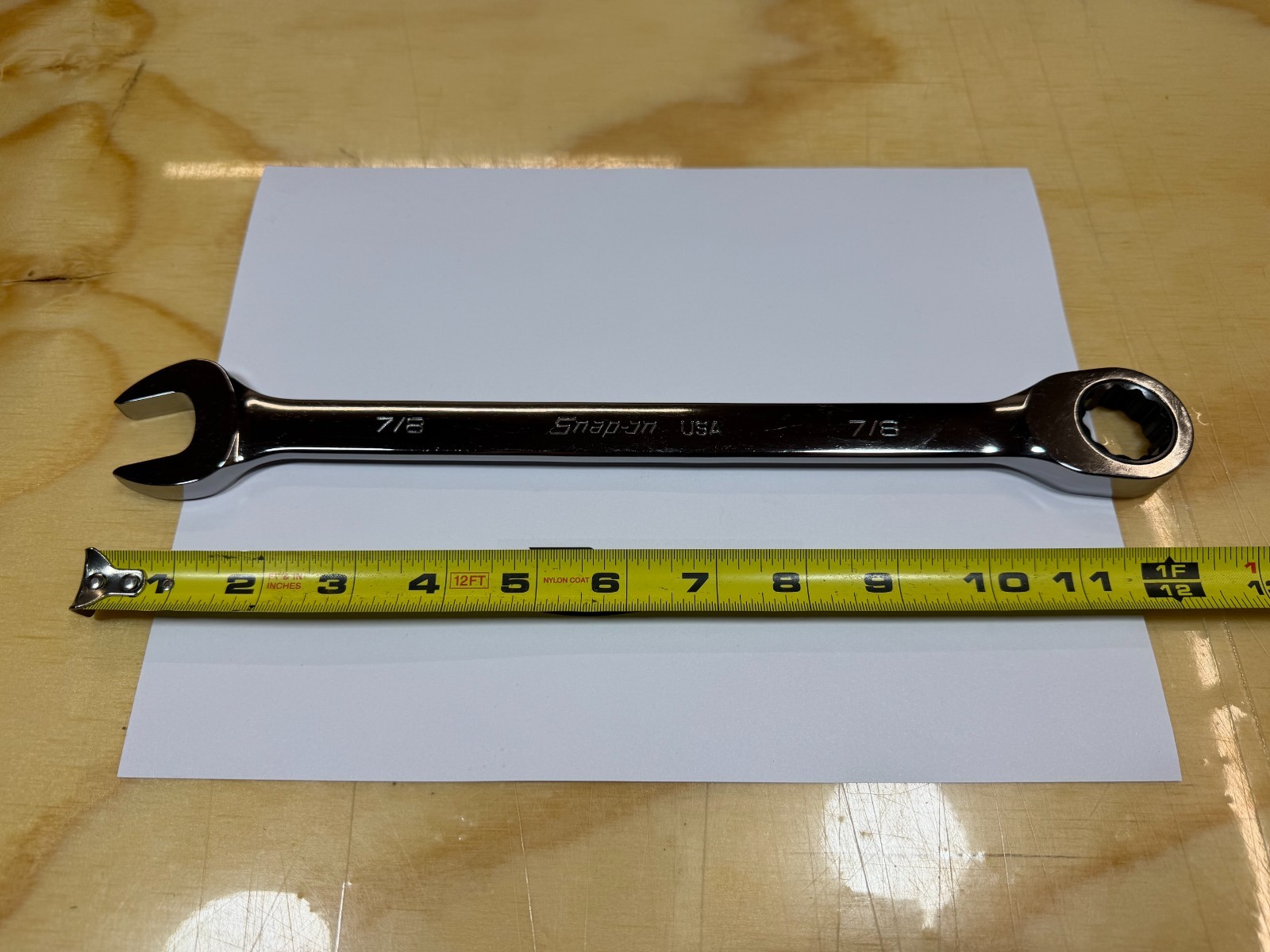 Snap-on Tools USA NEW 7/8″ SAE 0° Non-Reversing Ratcheting Combo Wrench OXR28