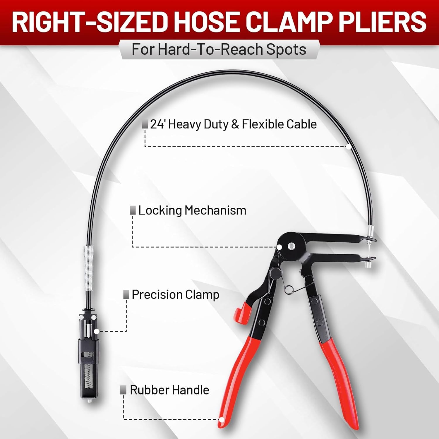 4PCS Hose Clamp Pliers Remover Kit With Long Reach Wire Spring Hose Tube Clamp