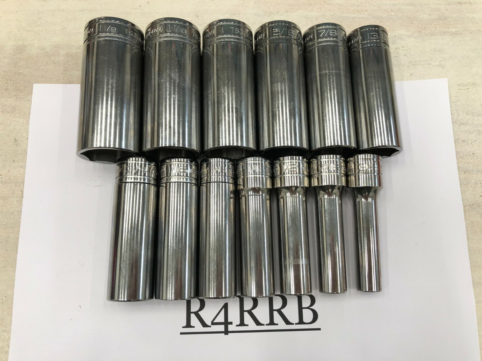 Snap-on Tools USA NEW 1/2″ Drive SAE 13 Piece Deep 6PT Chrome Socket Set 313TSYA