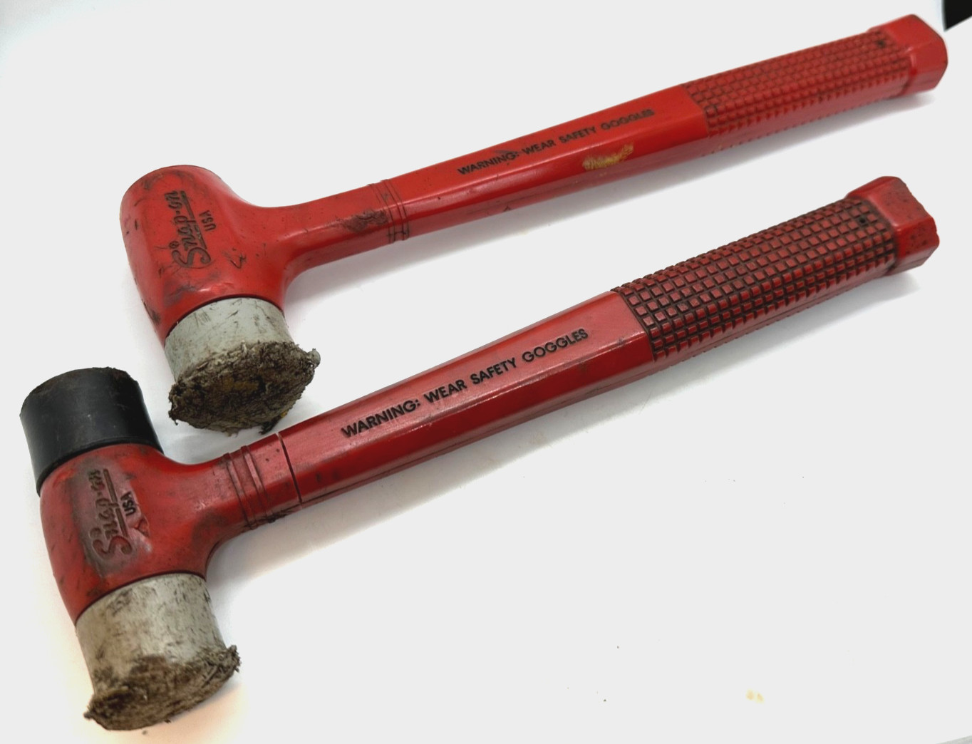 🇺🇸 Snap On Tools Soft Face Rubber Plastic Dual Blow Hammer Set Lot PARTS Red