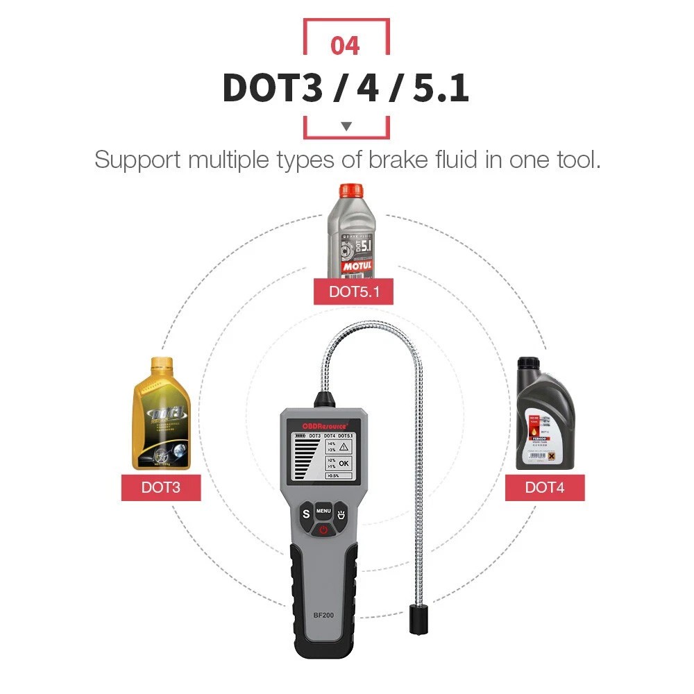 BF200 Brake Fluid Tester LCD Auto Oil Moisture Detector Tool For DOT3 DOT4 DOT5