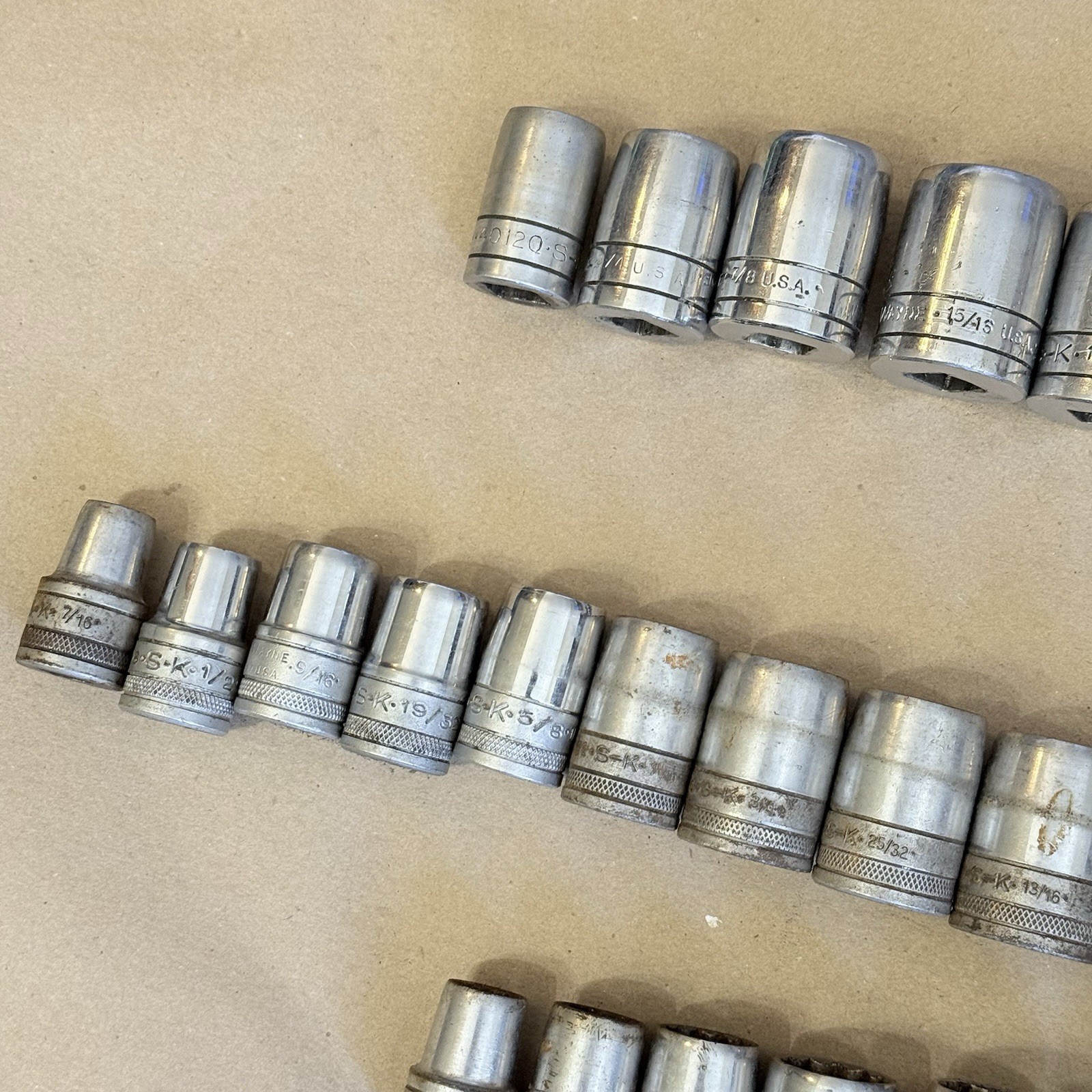 Vintage SK Tools 1/2″ Drive SAE Socket Sets 7/16″ to 1-1/4″ USA Made
