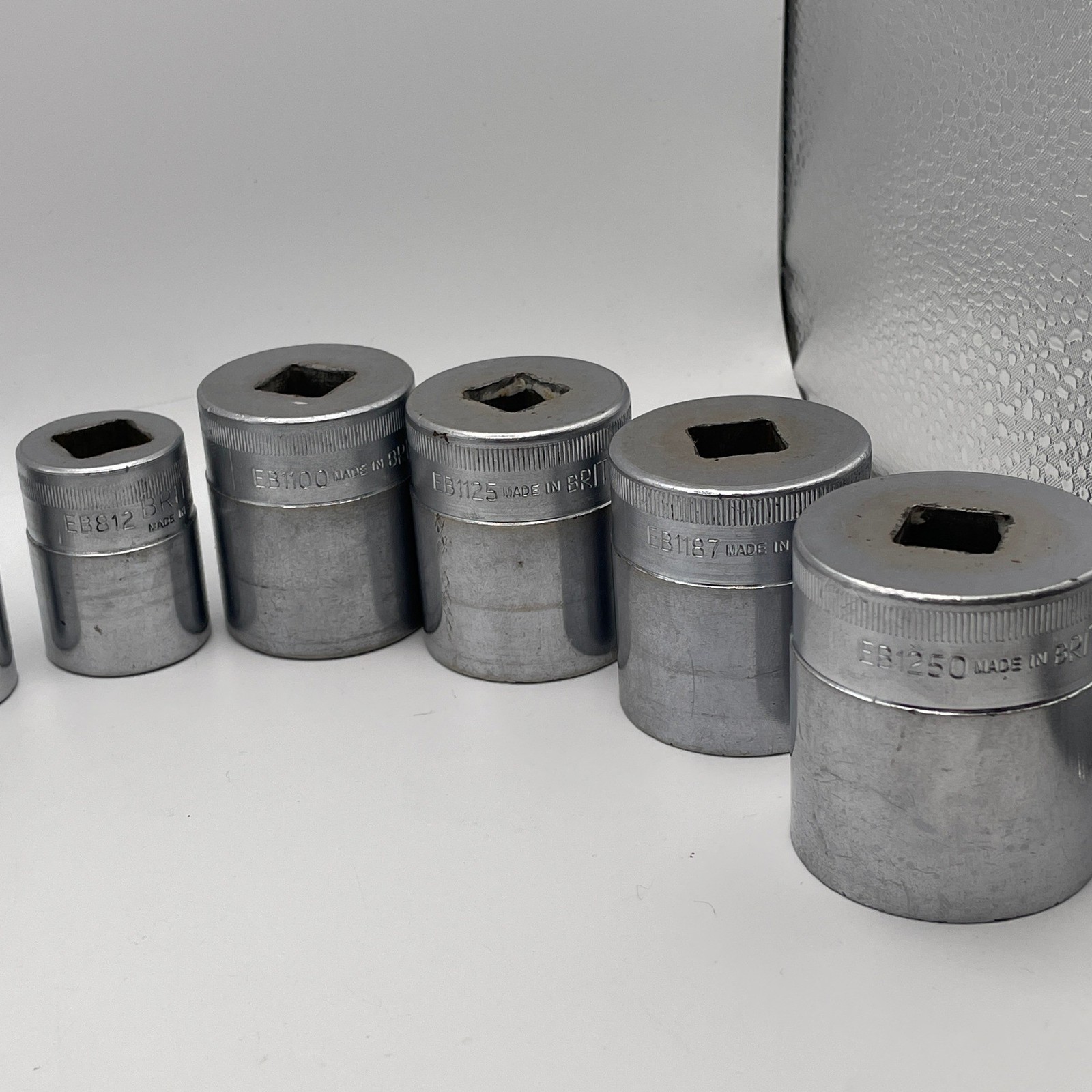 9 Vintage Britool AF Sockets 9/16-1 1/4in 1/2in Drive Made England