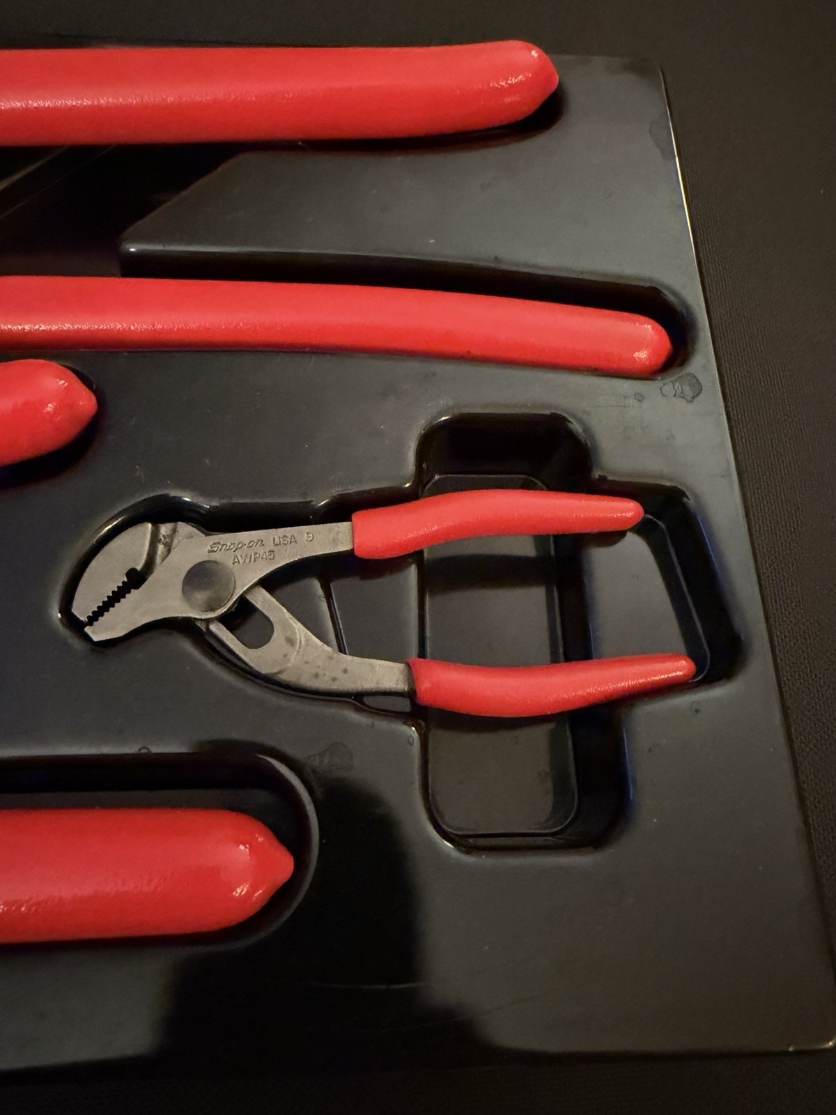 Snap On Tools AWP404 4-pc Adjustable Joint Pliers Set Red with Tray