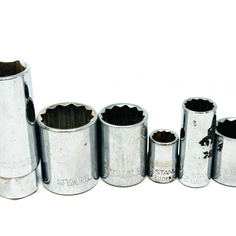 Stanley 86-461, 86-381 SAE 6, 12 Pt 1/2 and 3/8 in Drive, Mixed Socket Set 10Pcs